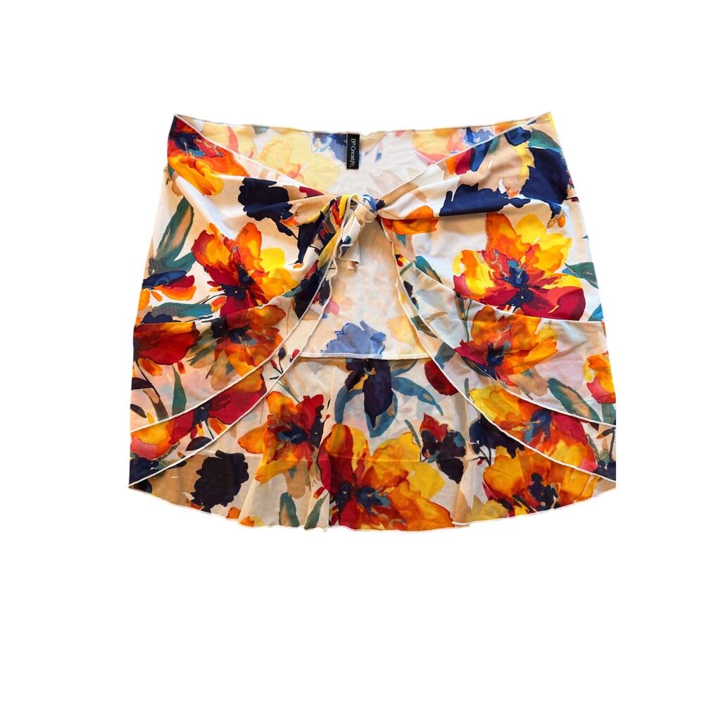 Be Creative Floral Mesh Tie Front Swim Cover Up Skirt One Size NWOT